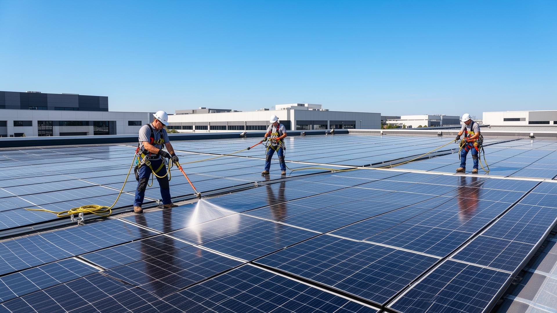 Commercial solar panel cleaning service